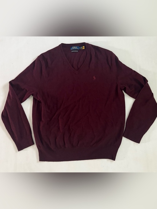 Polo Ralph Lauren Other - Polo Ralph Lauren Mens XL Burgundy Merino  Wool V-Neck Sweater  Pony Logo